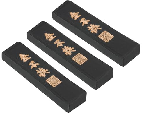 PATIKIL 9.5x2.4x1cm Bastoncino d'Inchiostro Calligrafia Cinese, 3Pz Bastoncino d'Inchiostro a Fumo d'Olio Rettangolare per Pratica Calligrafia Tradizionale Pittura Forniture Disegno, Nero