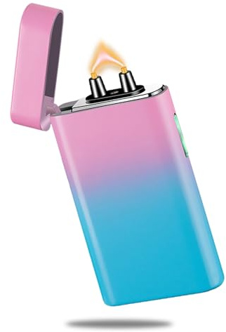 Anpassad vindtät RSBYE plasma-plasma tändare ljus USB-uppladdningsbar tändare med batteriindikator (rosa och blå)