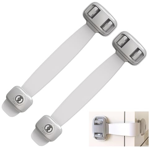 WOLMIK Cerraduras de seguridad para niños, 2 unidades, autoadhesivas para cocina, a prueba de bebés, para armario, nevera, cajón, refrigerador, cocina, inodoro, fácil instalación, no necesita