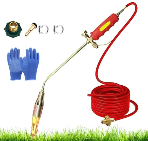 Kit bruciatore diserbante a torcia a propano, nuovo diserbante a torcia a fiamma 2025, bruciatore diserbante portatile a pistola a torcia a propano ad alta potenza da 1.900.000 BTU, con doppio interru