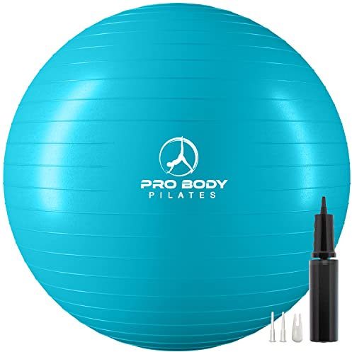 ProBody Pilates Yoga Ball - Vibrant Colors Exercise Ball (Sky, 55 cm)