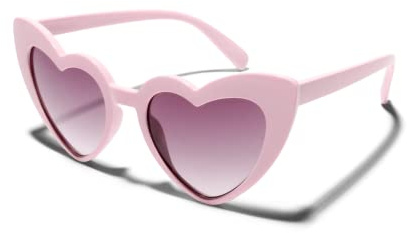 ShadyVEU Cute Heart Shaped Fashion UV400 Retro Fun Gradient Lens Party Toddler Kids Sunglasses (Pink Frame/Black Lens)