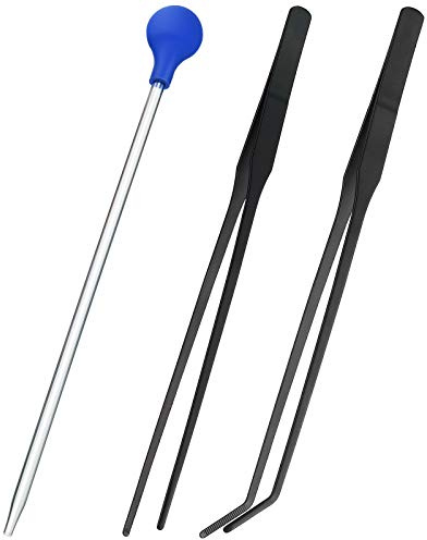 Weewooday 3 Pieces Axolotl Tank Accessories, Extra Long Tweezers for Aquarium, Coral Feeder Long Syringe, Fish Feeding Tongs Tweezers for Reef Roids Aquatic Plant Spider Snake Lizard