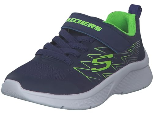 Skechers Microspec Texlor träningsskor för pojkar, Marinblå textil lime silver trim, 34 EU