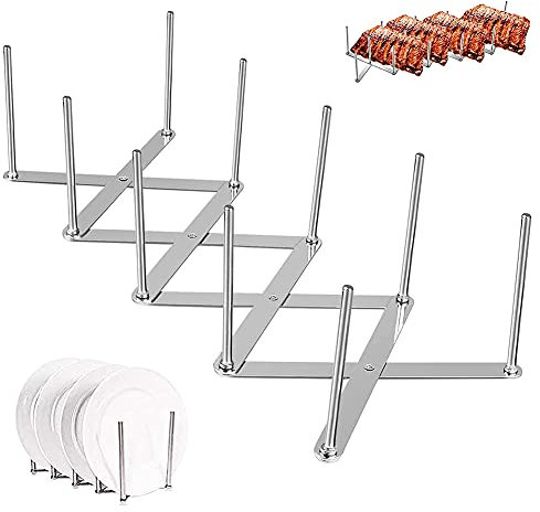 XINYIND Einziehbares Topfdeckelhalter, Deckelhalter Rippchenhalter aus Edelstahl, Multifunktionales Teleskoplagerregal, Zubehör für die Zubereitung von Spareribs oder Braten