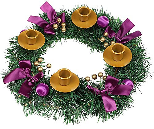 Amasie Cinta Púrpura Navidad Guirnalda Vela Tenedor De Vela Adviento Temporada Decoración Adviento Vela Titular Decoración Adviento Calendario Temporada