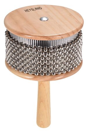 Heysland Cabasa-Percussion-Musikinstrument aus Holz, Metallperlenkette und Zylinder, Pop-Hand-Shaker für Bandmusikunterricht, 11,4 cm