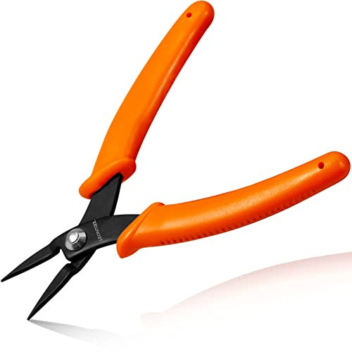 LEONTOOL Pince à Bec Long 12,7 cm - Bec Pointu et Plat - Mini Pointe 1 mm - Précision Pour Fabrication de Bijoux