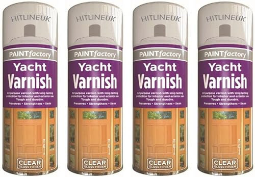 4 x Wood Varnish Yacht Varnish 250ML - Professional Gloss Finish Spray Wood Varnish Color Paint All Purpose