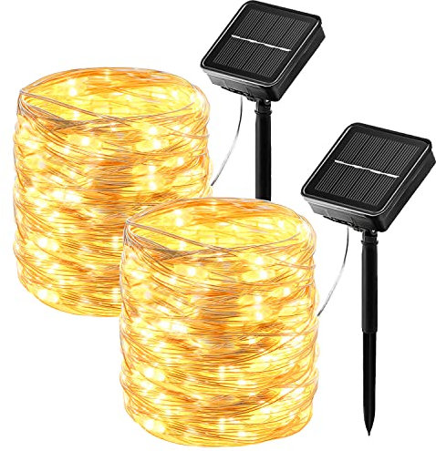 hangyiwei Luci Solari da Giardino Esterno, 26 m 240 LED Catena Luminosa Esterno Solare 8 Modalità Luci Esterno Decorative Per Patio, Cortile, Matrimonio, Festa 2 Pacchi