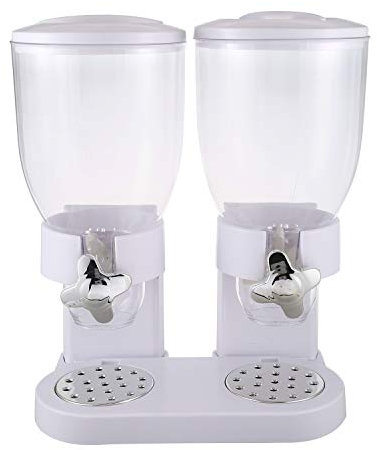 Bumdenuu Double RéCipient de Stockage de Distributeur de CéRéAles BoîTe de Cuisine de Casse-CroûTe de Nourriture SèChe FraîChe pour la Bouteille de Nourriture de Stockage de Cuisine, Blanc