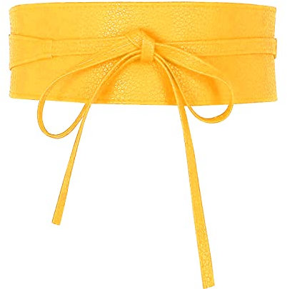 Gloop Damen Mädchen Gürtel Breiter Taillengürtel Hüftgürtel Bindegürtel Breiter Wickelgürtel Kleid Gürtel klassich Schnüren Gürtel (18902a25 Gelb)
