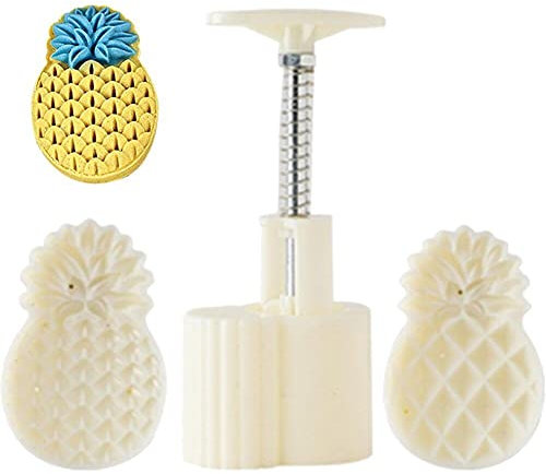1 Set Mooncake Mold Press with Stamps Pineapple Shaped Mooncake Mould Pastry Cake Mould for DIY Hand Press Cookie Dessert