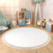 Paco Home Teppich Rund Wohnzimmer Kinderzimmer Hochflor rutschfest Einfarbiges Design Mit Fransen Weich Moderne Deko, Grösse:200 cm Rund, Farbe:Creme