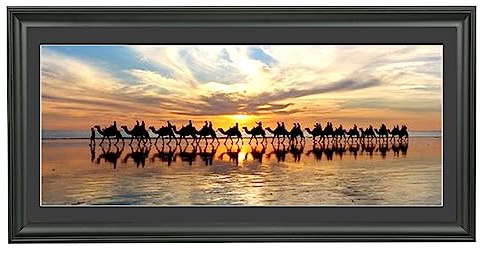 LTYHHK 10x22 Panoramic Picture Frames Solid Wood with 8x20 Black Mat, Displays 8x20 with Mat or 10x22 Inch without Mat, 8x20Poster Frame 10x22 Photo Frames Family Wall Black (L23B1022B820)