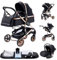 YAZOCO Poussette 3 en1 Compacte Poussette CombinéEs Anstout Terrain Luxe Haut Paysage Quadruple Pliable Canne Bébé Poussettes Confort Convient aux Nouveau Nés