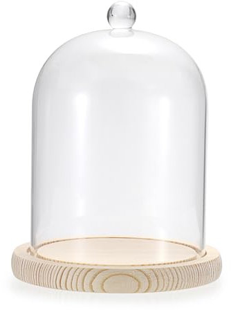 TOLIDA Dôme en verre avec socle en bois naturel, poignée robuste - Décoration pour aromathérapie rose - Bougeoir lumineux comme cadeau de décoration pour femme, fille, mère, mariage, Saint-Valentin,