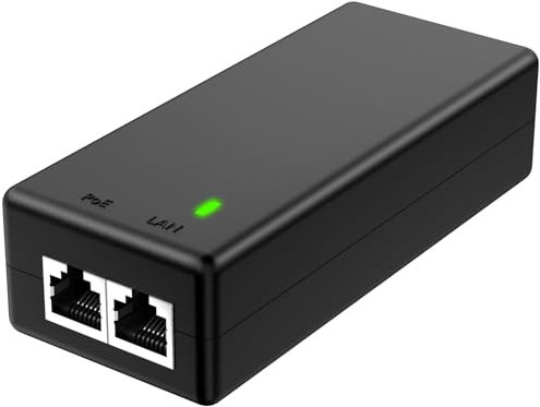 Adaptador Inyector PoE Gigabit YuanLey 30W, Convierte No-PoE a PoE Gigabit, Inyector Power Over Ethernet 48V IEEE 802.3af/at, Inyector PoE+ 10/100/1000Mbps Plug & Play, Distancias de hasta 100 Metros
