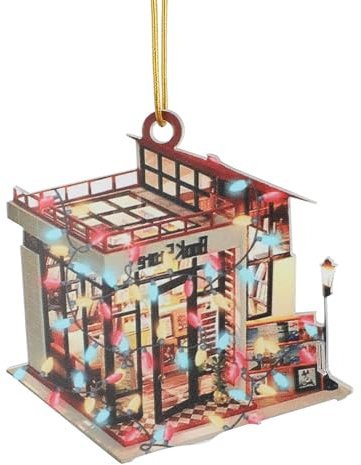 Buchliebhaber-Spaß, der Weihnachtsbuchladen-Acrylverzierung liest Wickeltisch Heizstrahler Klemmen (D, One Size)