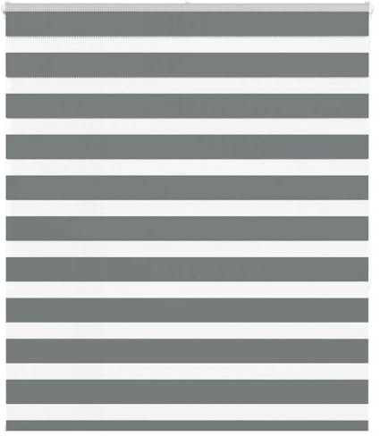 vidaXL Zebrarollo Dunkelgrau 120x150 cm Stoffbreite 115,9 cm Polyester, Zebra-Rollo, Doppelrollo, Zebra-Jalousie für Fenster, Doppelrollo, Zebra-Rollo