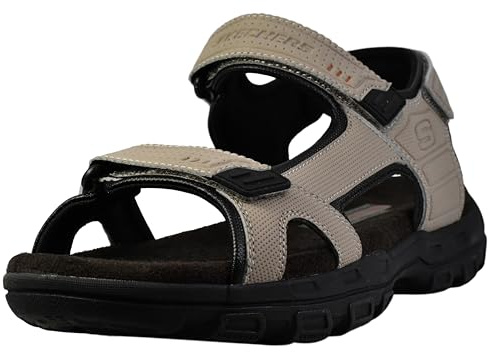Skechers Men's Garver-Louden 64487 Open Toe Sandal W/Strap Closure, Taupe, 12 EW US