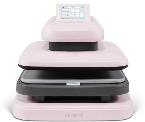 LOKLiK ImPress Auto Heat Press 2 - Presse à transfert automatique pour personnaliser des t-shirts, pulls, couvertures, serviettes, sacs et autres textiles (Rose)