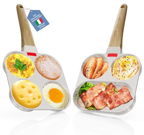 Yikko Set di Padella Pancake, Padella antiaderente per frittata all'uovo, Padella sana per crêpes, compatibile con piani cottura a gas e a induzione (bianco-30)