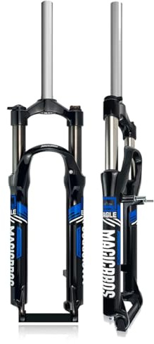 KANGXYSQ Fourche VTT 26 Pouces 100mm Voyage Vélo Fourche Suspendue 1 1/8 V-Brake/Disque Amortisseur De Pression d'air Fourche De Vélo Alliage D'aluminium Contrôle des Épaules(Black Blue)