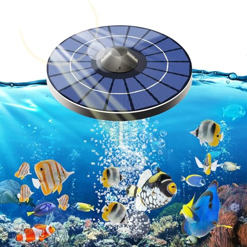 Pompe à Oxygène Solaire, Aérateur de Bassin Solaire, Pompe à Oxygène D'aquarium Solaire avec Pierre à Bulles et Tuyau D'oxygène, Aérateur Solaire pour Aquarium, pour Circulation D'eau de Jardin