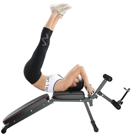 VCYEX Banco de Pesas Multifuncional,Material Cuero Banco Gimnasio en Casa,con Cuerda TraccióN Auxiliar Maquina Gimnasio Multifuncion,Apto para Fitness en CasaBlack,162x111x48cm