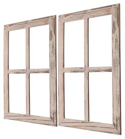 FUTUREORYY 2pezzi Finestra in Legno Finta Cornice Decorativa in Stile Fattoria per Pareti Rustiche e Ambienti Country senza Forature Necessarie per Installazione Facile