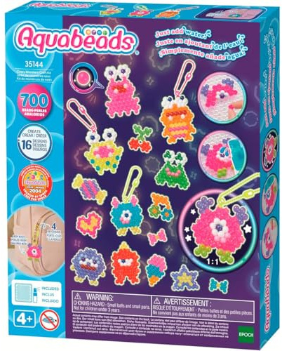 Aquabeads - Les Monstres marrants - Kit de Loisirs créatifs - Activité Manuelle Enfants en Toute autonomie - Coffret de Perles Qui collent avec de l'eau - Jouet Enfant 4 Ans et + - 35144