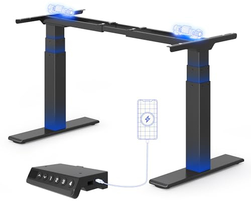 FlexiSpot Standing Desk Frame BIG MAX, 200KG Heavy Duty, Dual Motor 3-Stage Electric Height Adjustable Desk Frame with USB for Home Office, Black