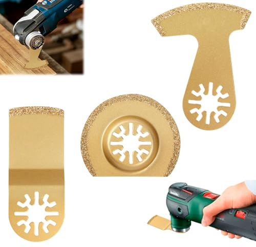NUTKIT Hoja de Herramienta Oscilante de Diamante, Paquete de 4 Cuchillas Oscilantes Multiherramienta de Diamante, para Eliminación de Lechada para Corte de Uñas, Lijado de Madera(Conjunto C)