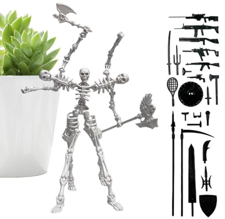 Skelettfigur – 13,5 cm, miniskelettfigurer, magnetisk ABS, helt ledad leksak med vapentillbehör, rörliga leder, realistisk helkroppskropp | Sovrum studierum