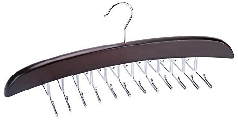 Krawattenhalter, 24 Haken, drehbar, Holz, Krawattenhalter, Aufbewahrung, Organizer (dunkelrot)