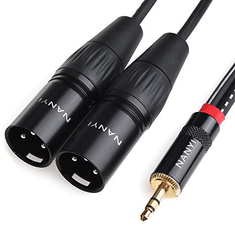 NANYI XLR 3,5 mm Stecker Splitter Kabel, TRS Stereo Stecker auf Zwei XLR Stecker Interconnect Audio Mikrofonkabel, Y Splitter Adapter Kabel (1,5 Meter / 5 Füße)