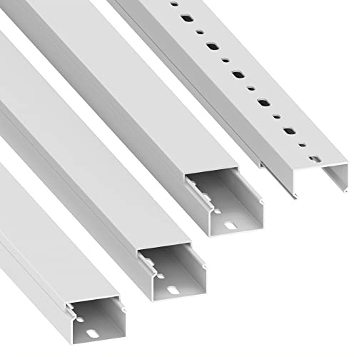 Canal para Cables Habengut (con Orificios de Montaje en el Suelo) 25x40 mm de PVC, Color: Blanco, Longitud 4 m (4 x 1 m de Longitud)