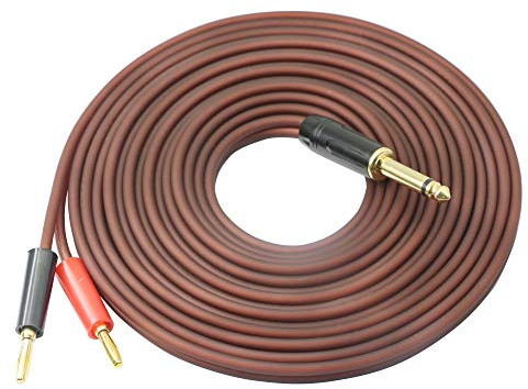 1/4 TS to Banana Plug,6.35mm TS Phono to Banana Plug Speaker Audio Cable,Gold-Plated 1/4 TS Male to Dual Banana Plugs OFC HiFi Speaker Wire for DJ Application, Mixer, Headphone Jack-16.5ft (5m)