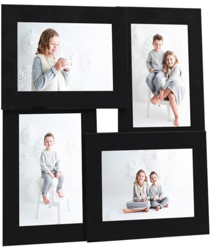 vidaXL Collage Bilderrahmen für 4x(10x15 cm) Fotos Schwarz MDF