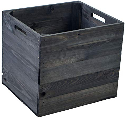Kistenkolli Altes Land Holzkiste für Kallax Regale und Expidit Regale Weinkiste Obstkiste Regalkiste Maße 33x37,5x32,5cm (4er Set, Schwarz)
