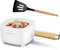 Audecook Poêle à frire électrique, poêle antiadhésive en céramique améliorée de, poêle à ramen électrique pour steak, œufs, riz frit (B (blanc / 2l sans cage à vapeur))