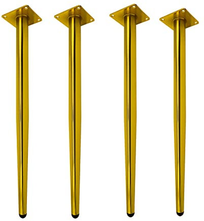 WRJAHCG 4 STÜCKE Möbel Tischbeine Schwarz Gold Möbel Konische Beine Füße für Sofa Tisch Stuhl Hocker Verleihen Sie Ihren Möbeln und dem Haus einen neuen Look,Gold,72CM