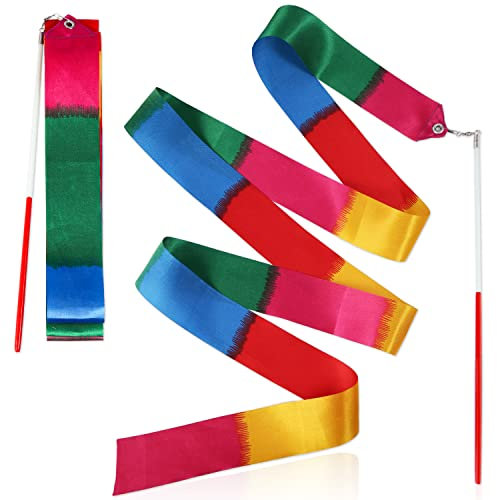 Luter Dunkle Farbe Tanzband, 2 Stück 2 m Rhythmische Gymnastik Band Bänder Gymnastik Tanzbänder mit Stab Dance Ribbons für Kinder Mädchen Erwachsene Tanzen Training Geburtstagsfeier