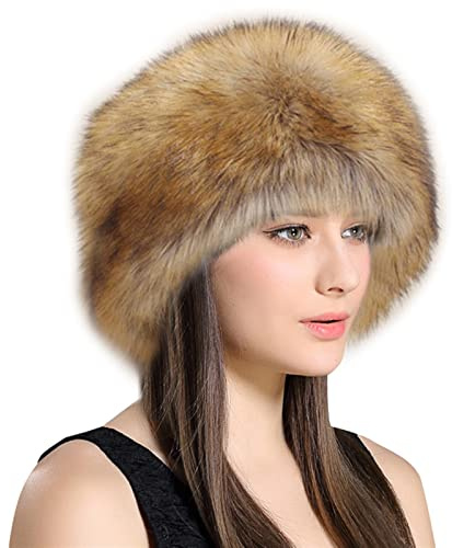 Lifup Femme Chapka en Fausse Fourrure, Toque de Style Russe, Chapeau Hiver Marron 1