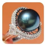 925 Sterling Silver Cut AA Quality Freshwater Pearl Ring 18k Diamond Ring Black Pearl Lady Ring Wedding Ring