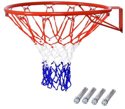 COSTWAY Basketkorg, metallram och nät, väggmontering, för inomhus och utomhus