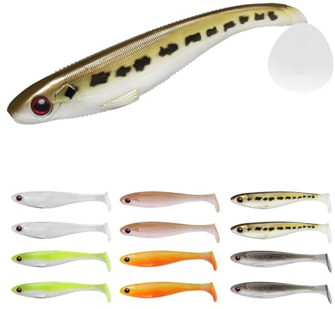 TRUSCEND Leurres Souples Easy Catch, Nage Vibrante Unique et Descente Tremblante pour Plus de Touches, Leurres Souple pour la Pêche en Famille, Parfaits pour la pêche au Truite, Bar, Brochet, Silure