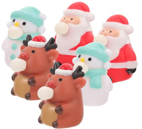 ERINGOGO 6 Stück Weihnachts Quetschpuppen Lustiges Quetschspielzeug Weihnachts Dekompressionsspielzeug Weihnachtsstrumpffüller Weihnachts Quetschpuppen Rentierfiguren Langsam