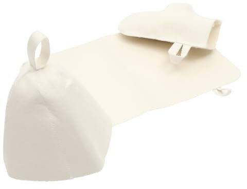 WESIEVYA Cuffia Da Sauna in Panno Set Guanti e Cuscinetto Per Sauna Copricapelli Protettivo Per Bagno Forniture Per
